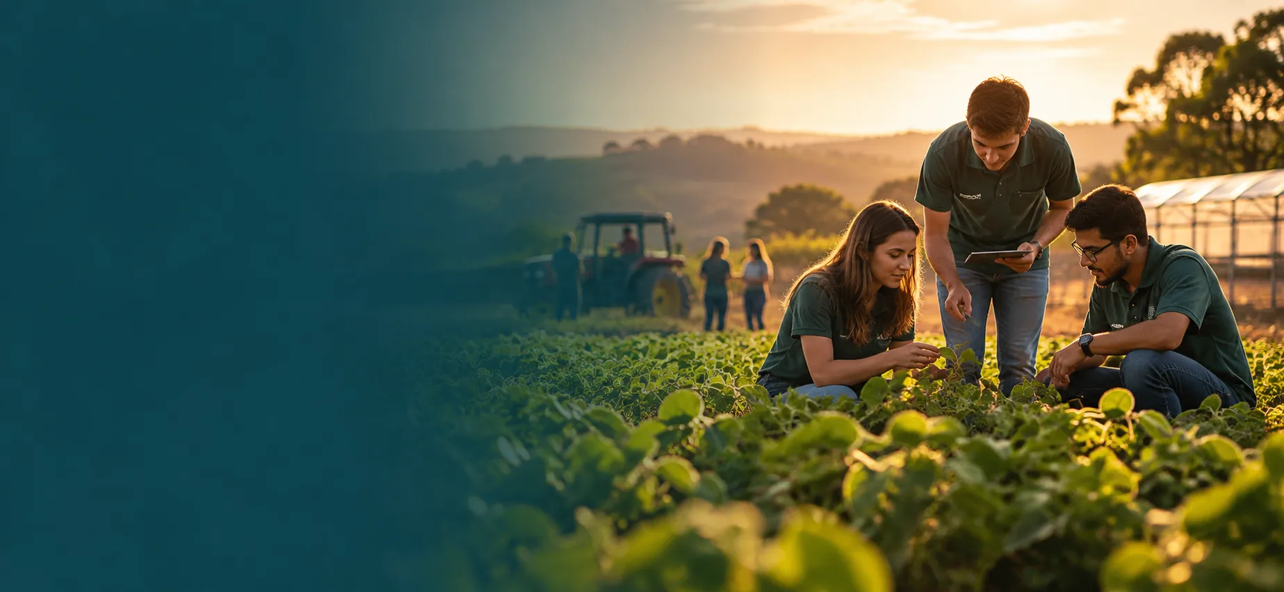 Alunos de Agronomia em aula prática no campo
